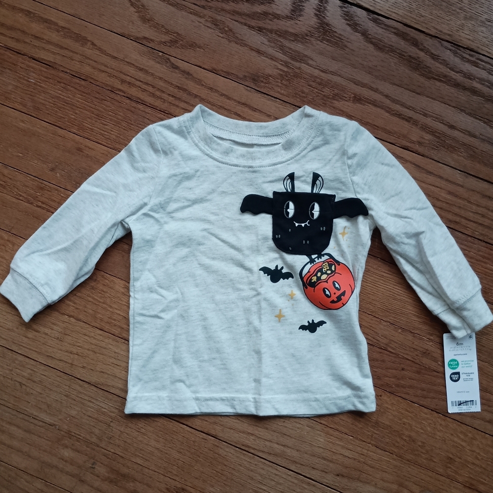 Carter's White Long‎ Sleeve Halloween Tee